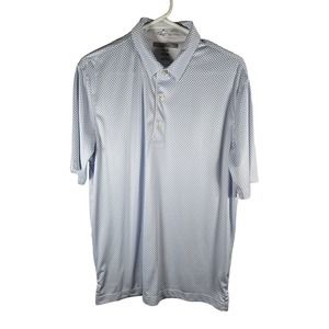 Greg Norman Men's Short Sleeve Polo Golf Shirt Blue Geo Print Size Medium‎